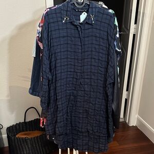 Zara Black Checkered Blouse with Embellishments